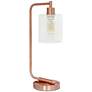 All the Rages Bronson 18 3/4" Glass and Rose Gold Lantern Desk Lamp