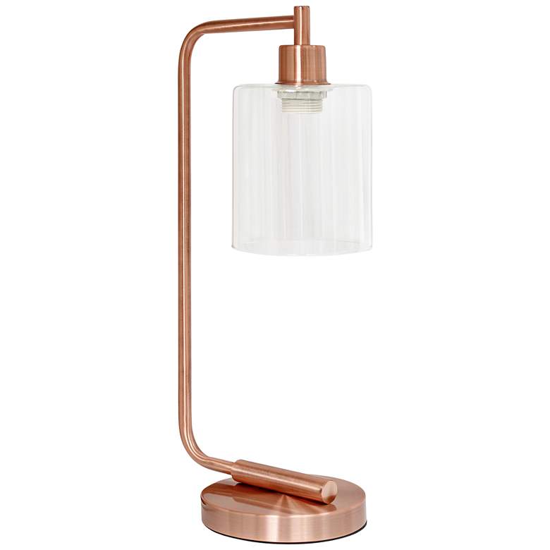 Image 2 All the Rages Bronson 18 3/4 inch Glass and Rose Gold Lantern Desk Lamp more views