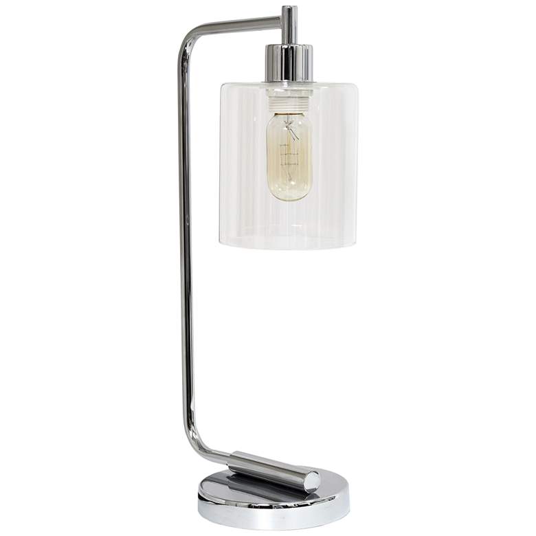Image 2 All the Rages Bronson 19 inch Glass and Chrome Lantern Desk Lamp