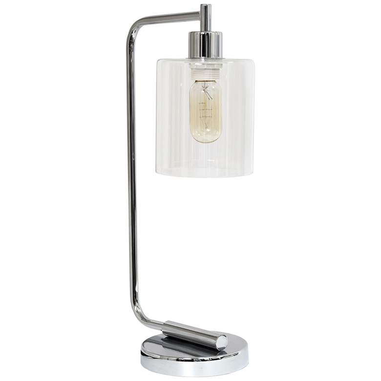 Image 2 All the Rages Bronson 19" Glass and Chrome Lantern Desk Lamp