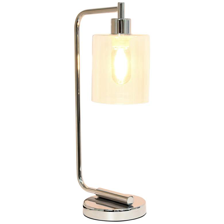 Image 5 All the Rages Bronson 19 inch Glass and Chrome Lantern Desk Lamp more views