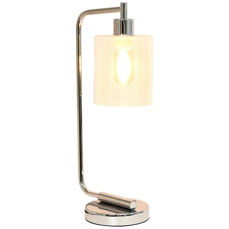 Image 5 All the Rages Bronson 19" Glass and Chrome Lantern Desk Lamp more views