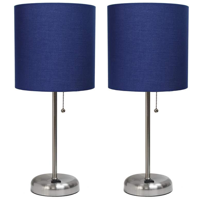 Image 1 All The Rages Creekwood 19 1/2" Dark Blue Outlet Table Lamps Set of 2