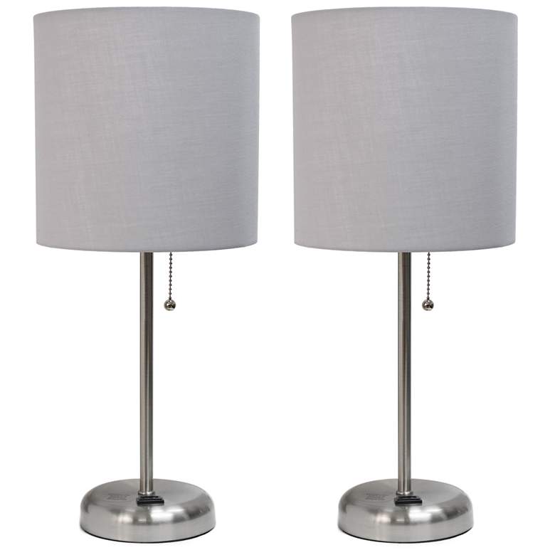 Image 1 All The Rages Creekwood 19 1/2" Gray Shade Outlet Table Lamps Set of 2