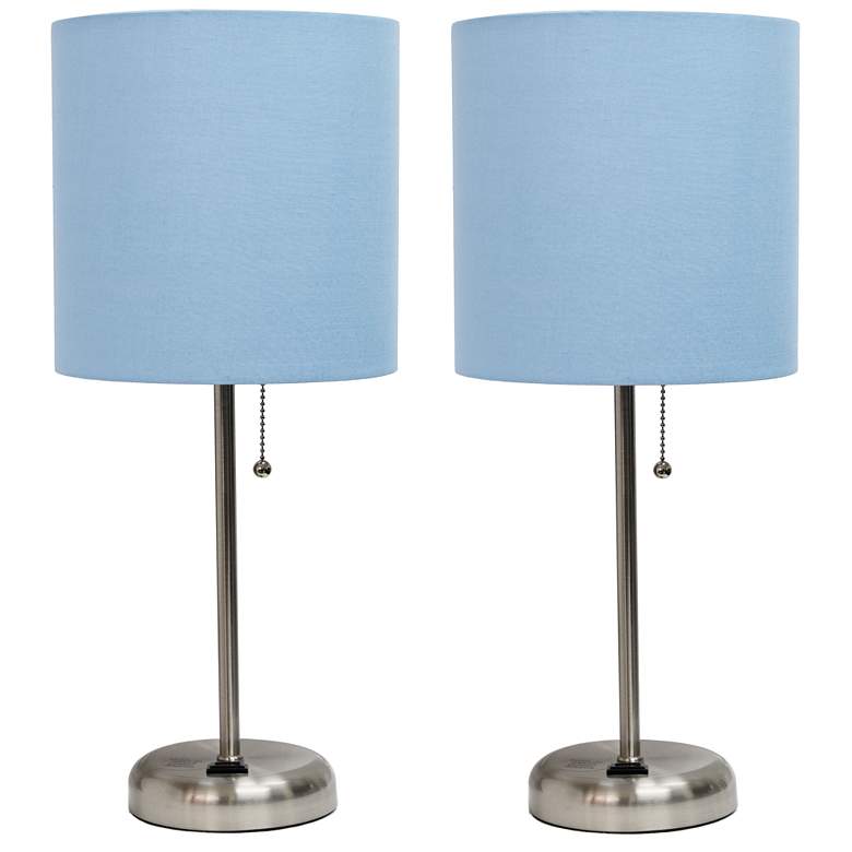 Image 1 All The Rages Creekwood 19 1/2" Sky Blue Outlet Table Lamps Set of 2