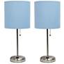 All The Rages Creekwood 19 1/2" Sky Blue Outlet Table Lamps Set of 2