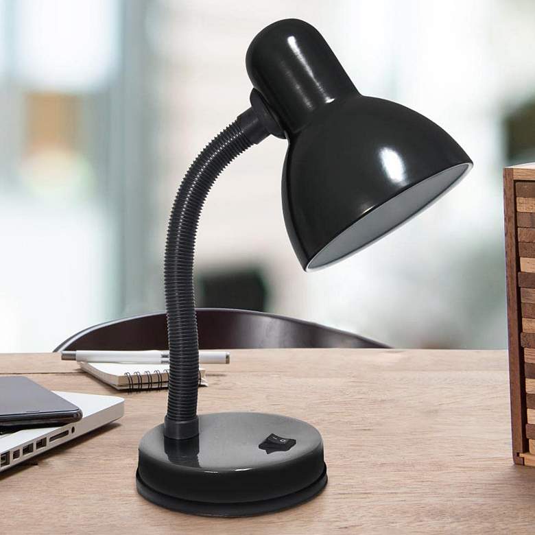 Image 1 All The Rages Essentix Fundamental 14 1/4 inch Black Gooseneck Desk Lamp