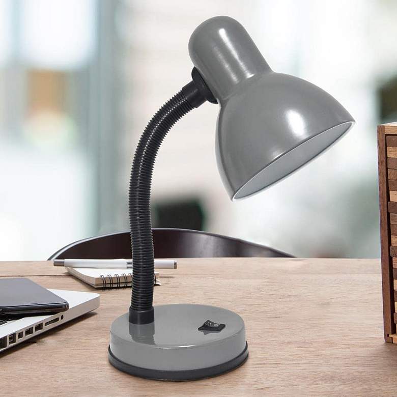 Image 1 All The Rages Essentix Fundamental 14 1/4 inch Gray Gooseneck Desk Lamp