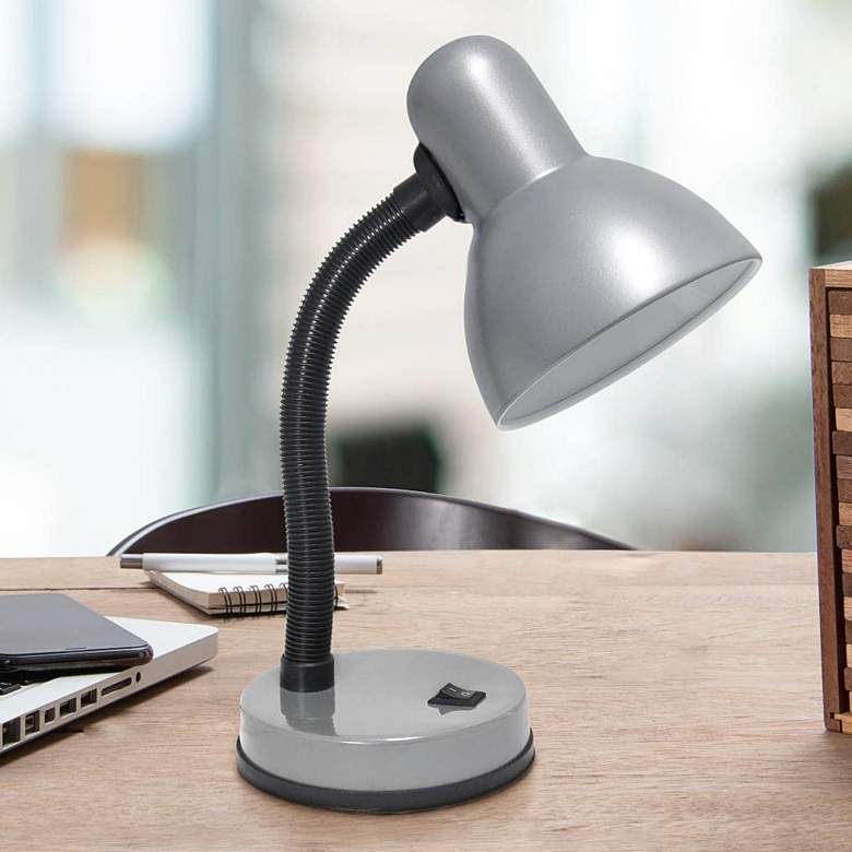 Image 1 All The Rages Essentix Fundamental 14 1/4 inch Silver Gooseneck Desk Lamp