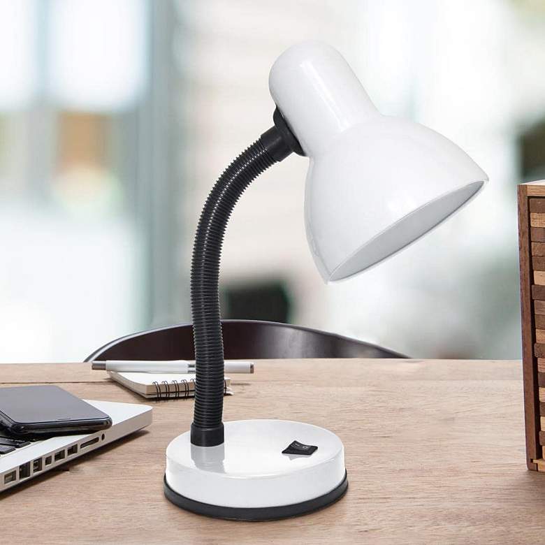 Image 1 All The Rages Essentix Fundamental 14 1/4 inch White Gooseneck Desk Lamp