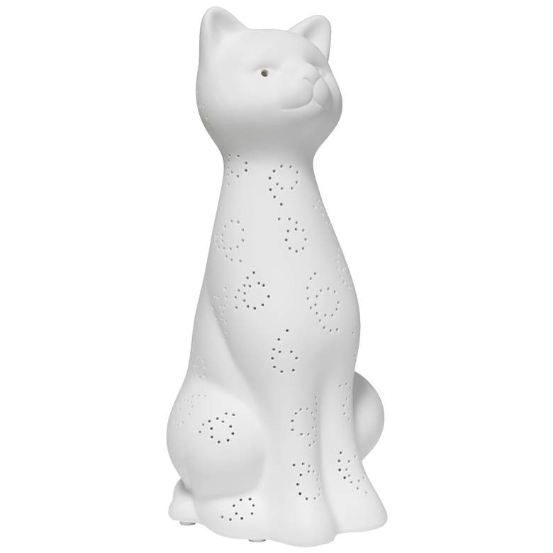 Image 1 All The Rages Glowing Kitty Cat 12 1/4" White Ceramic Accent Light