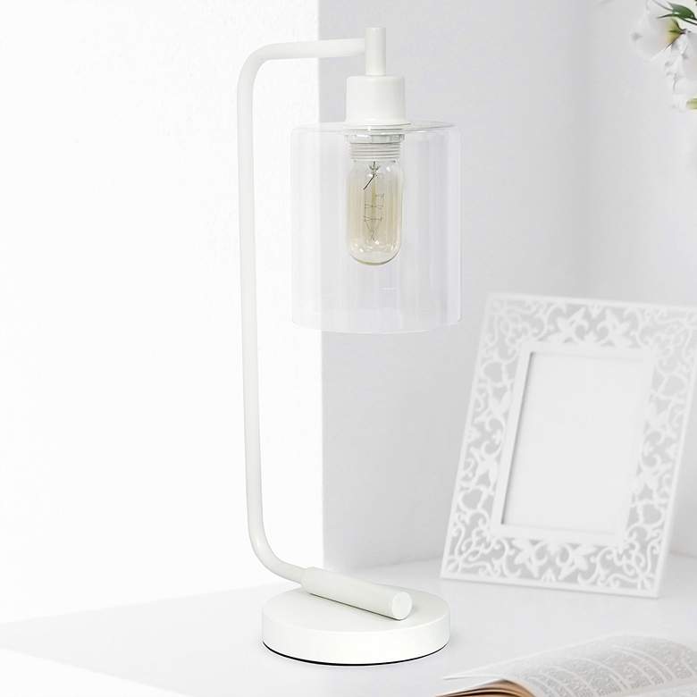 Image 1 All The Rages Lalia 19" High White Iron Desk Lamp with Glass Shade