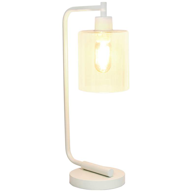 Image 5 All The Rages Lalia 19 inch High White Iron Desk Lamp with Glass Shade more views