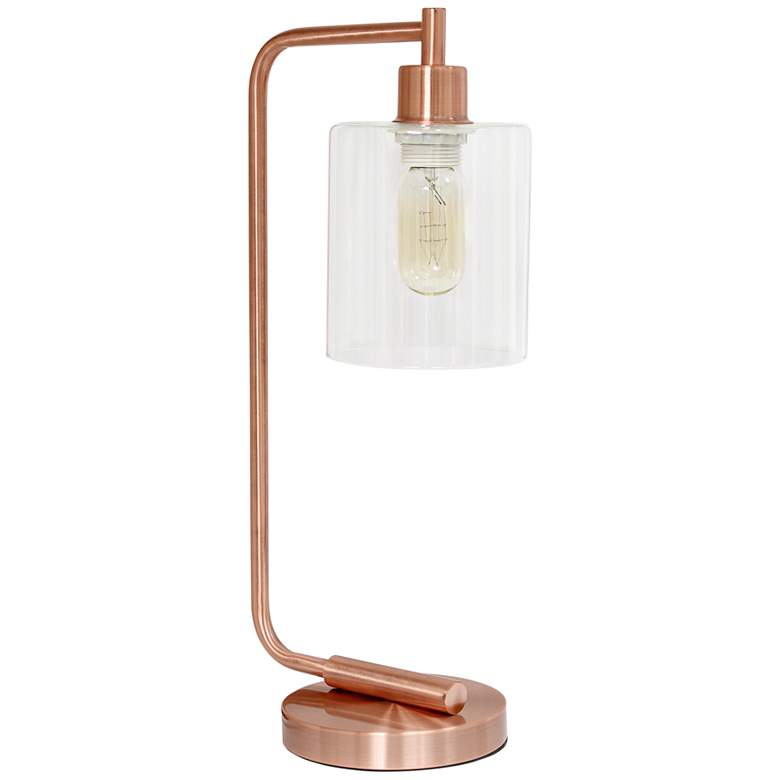 Image 2 All The Rages Lalia 19" Rose Gold Desk Lamp with Glass Shade