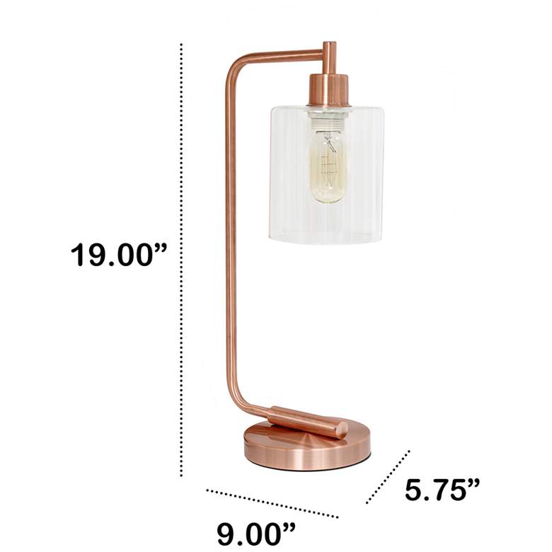 Image 6 All The Rages Lalia 19" Rose Gold Desk Lamp with Glass Shade more views