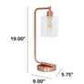 All The Rages Lalia 19" Rose Gold Desk Lamp with Glass Shade