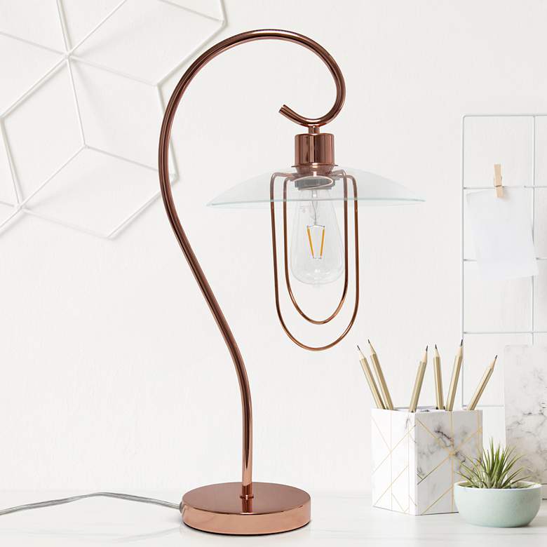 Image 1 All The Rages Lalia 22 1/4" High Modern Rose Gold Scroll Table Lamp