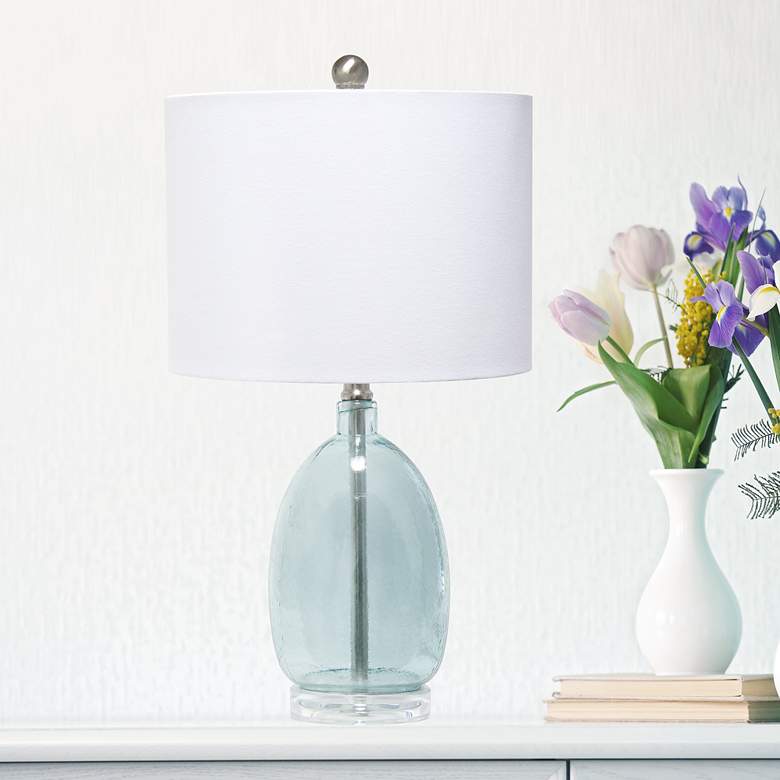 Image 1 All The Rages Lalia 22" High Clear Blue Oval Glass Accent Table Lamp