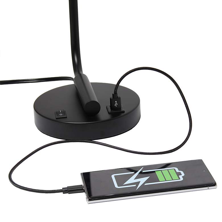 Image 6 All the Rages Lalia Home 18 3/4" Black Iron Dual USB Desk Lamp more views