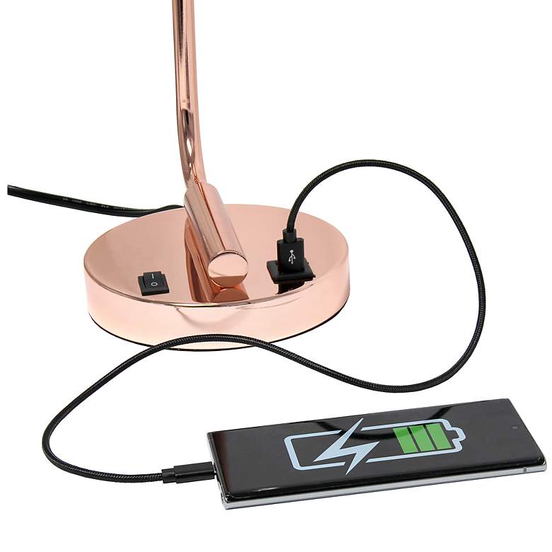 Image 7 All the Rages Lalia Home 18 3/4" Rose Gold Dual USB Desk Lamp more views
