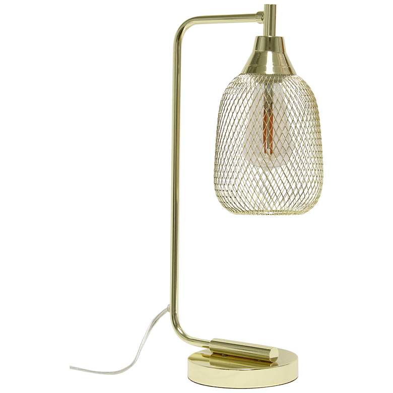 Image 2 All the Rages Lalia Home 19 inch High Gold Wire Mesh Modern Desk Lamp