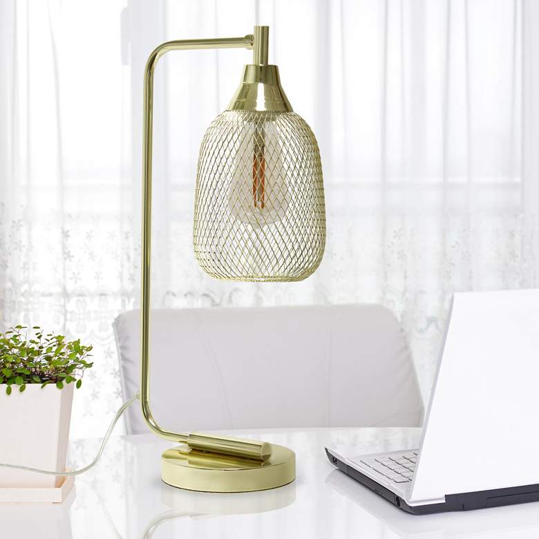 Image 1 All the Rages Lalia Home 19" High Gold Wire Mesh Modern Desk Lamp