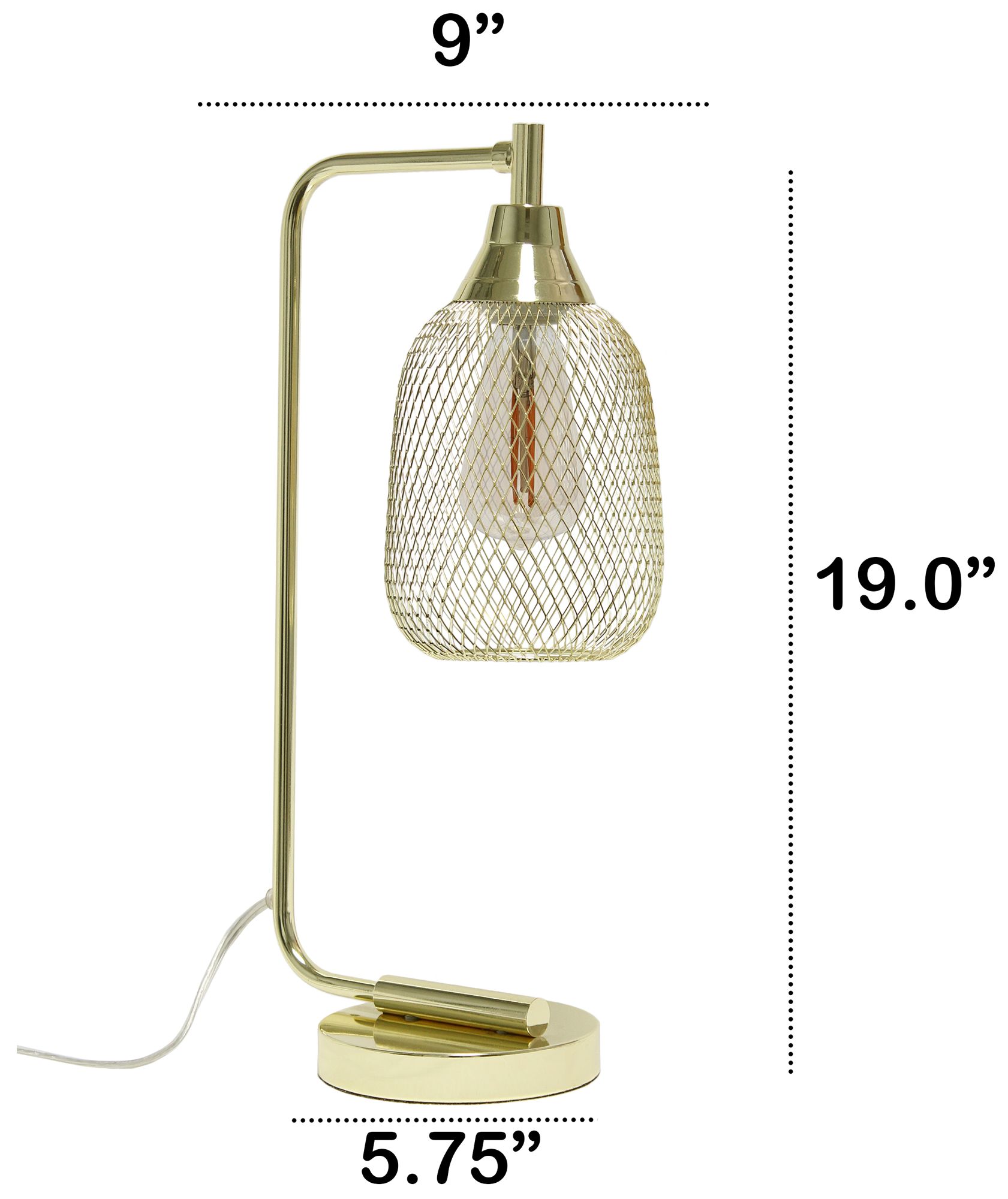All the Rages Lalia Home 19" High Gold Wire Mesh Modern Desk Lamp