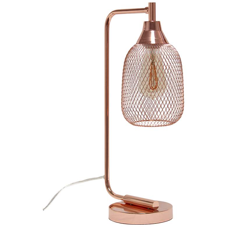 Image 2 All the Rages Lalia Home 19 inch High Rose Gold Wire Mesh Modern Desk Lamp
