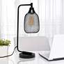 All The Rages Lalia Home 19" Matte Black Wired Mesh Modern Desk Lamp