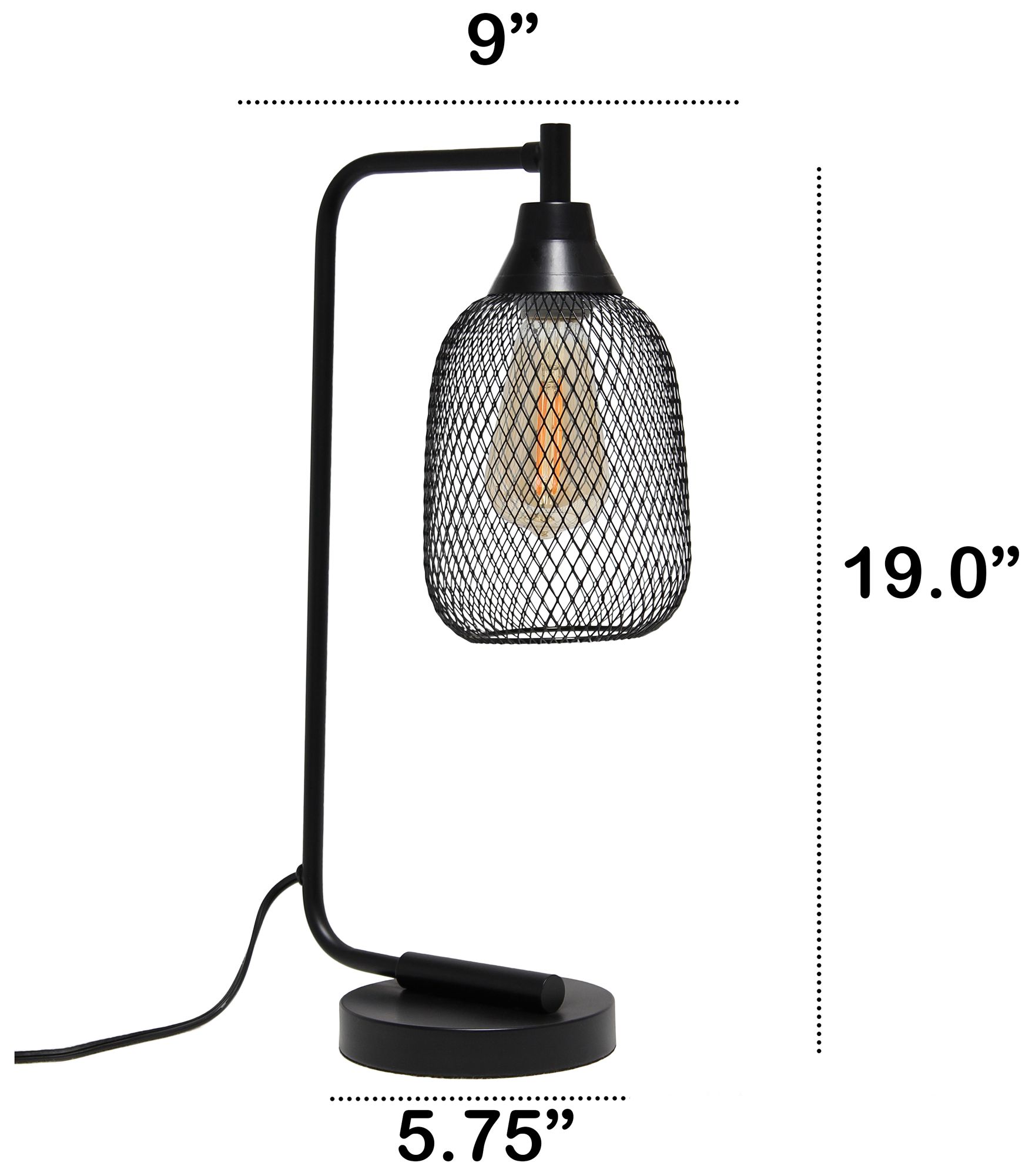 All The Rages Lalia Home 19" Matte Black Wired Mesh Modern Desk Lamp