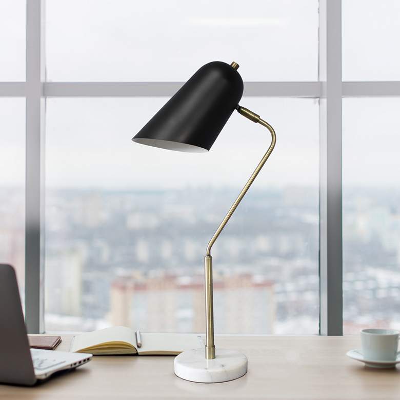 Image 1 All the Rages Lalia Home 23 1/2" Antique Brass Black Metal Desk Lamp
