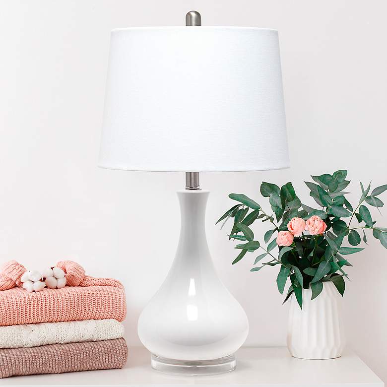 Image 1 All the Rages Lalia Home 26 1/4" White Ceramic Droplet Table Lamp