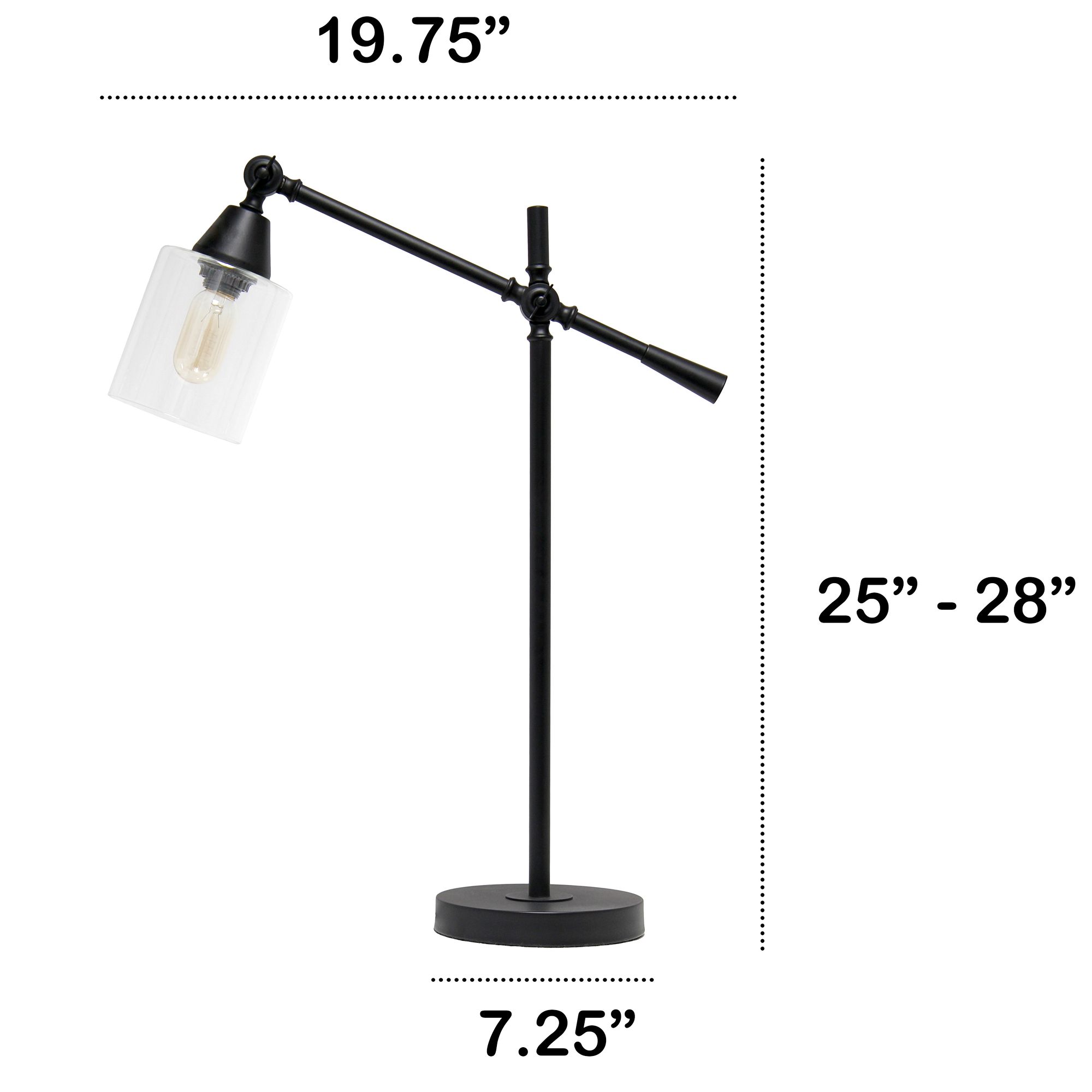 All the Rages Lalia Home Black Vertically Adjustable Desk Lamp