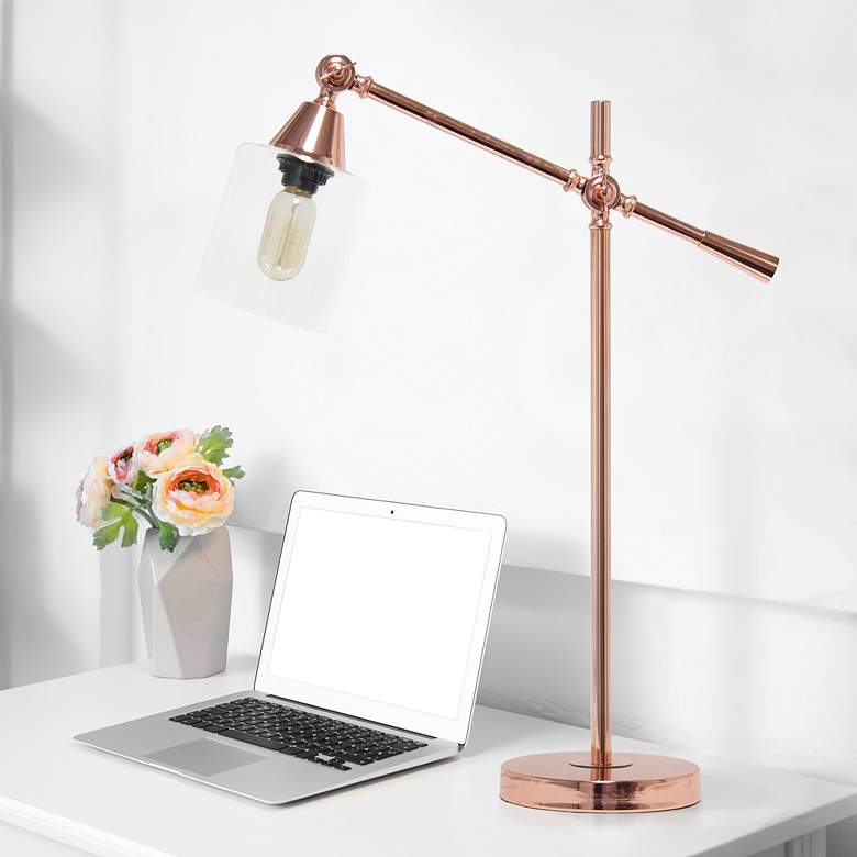 Image 1 All The Rages Lalia Home Rose Gold Vertically Adjustable Desk Lamp
