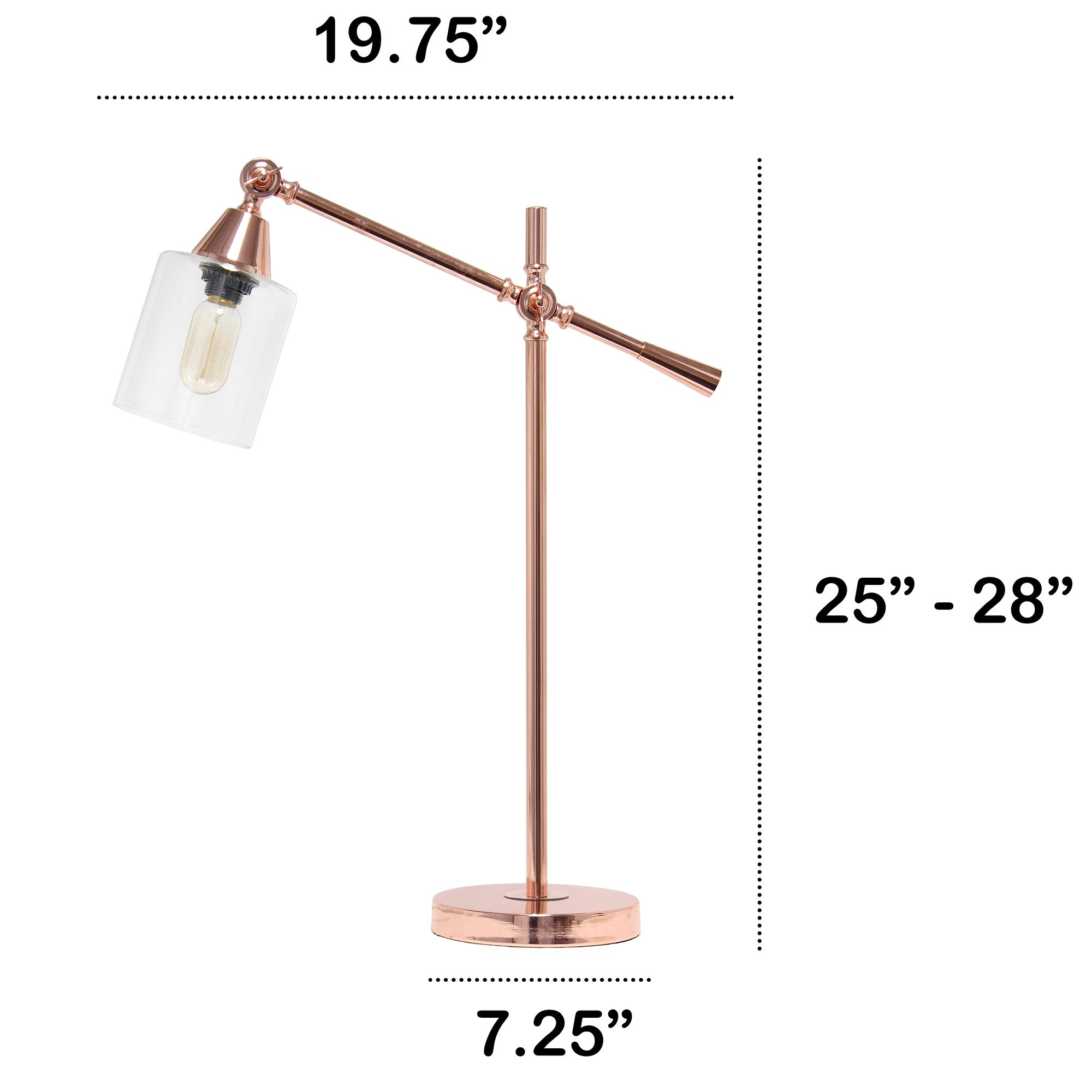 All The Rages Lalia Home Rose Gold Vertically Adjustable Desk Lamp