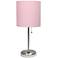 All the Rages LimeLights 19 1/2" Pink Shade Stick Table Lamp with USB