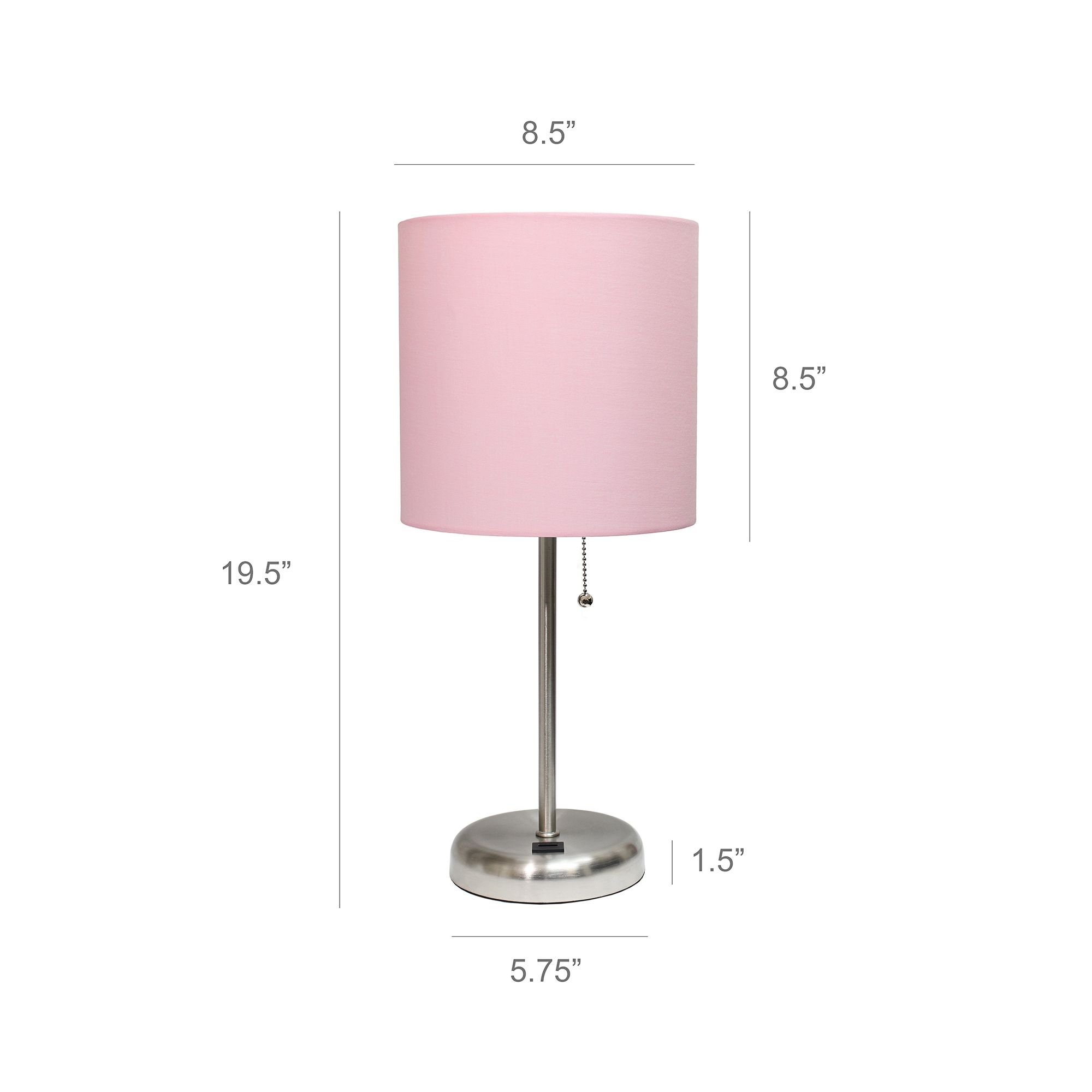 All the Rages LimeLights 19 1/2" Pink Shade Stick Table Lamp with USB