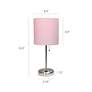 All the Rages LimeLights 19 1/2" Pink Shade Stick Table Lamp with USB