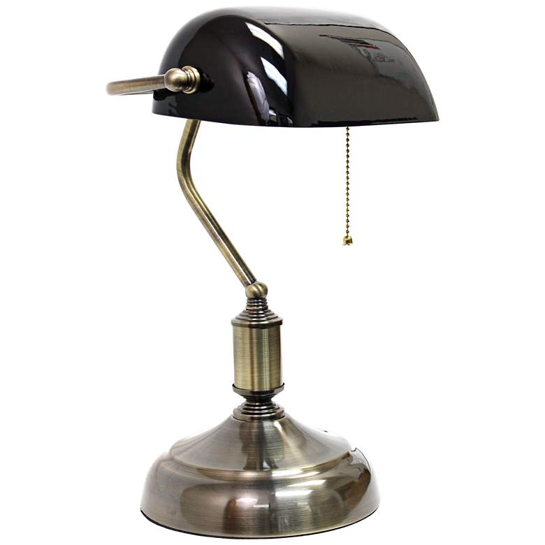 Image 2 All the Rages Locust 14 3/4 inch Nickel and Black Banker&#39;s Desk Lamp