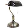 All the Rages Locust 14 3/4" Nickel and Black Banker&#39;s Desk Lamp