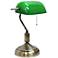 All the Rages Locust 14 3/4" Nickel and Green Glass Banker's Lamp