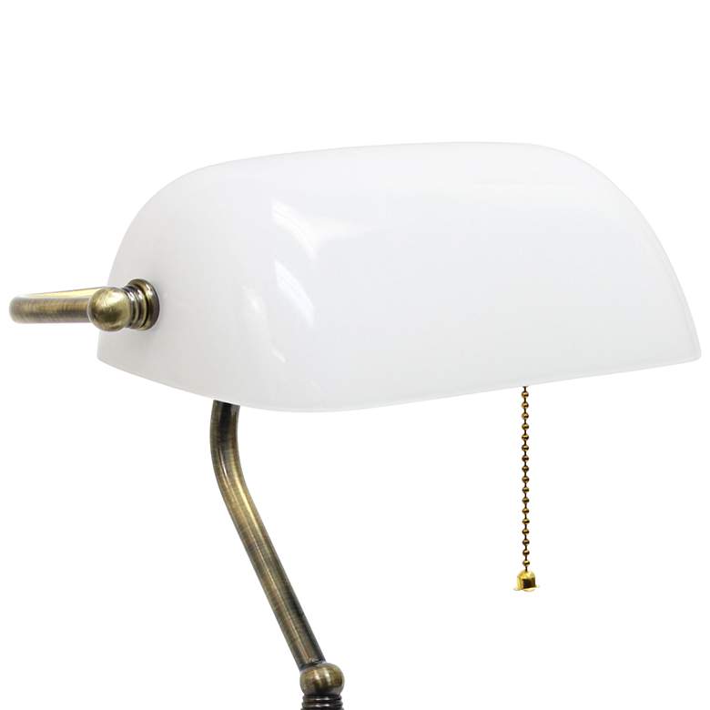 Image 3 All the Rages Locust 14 3/4" Nickel and White Glass Banker's Lamp more views