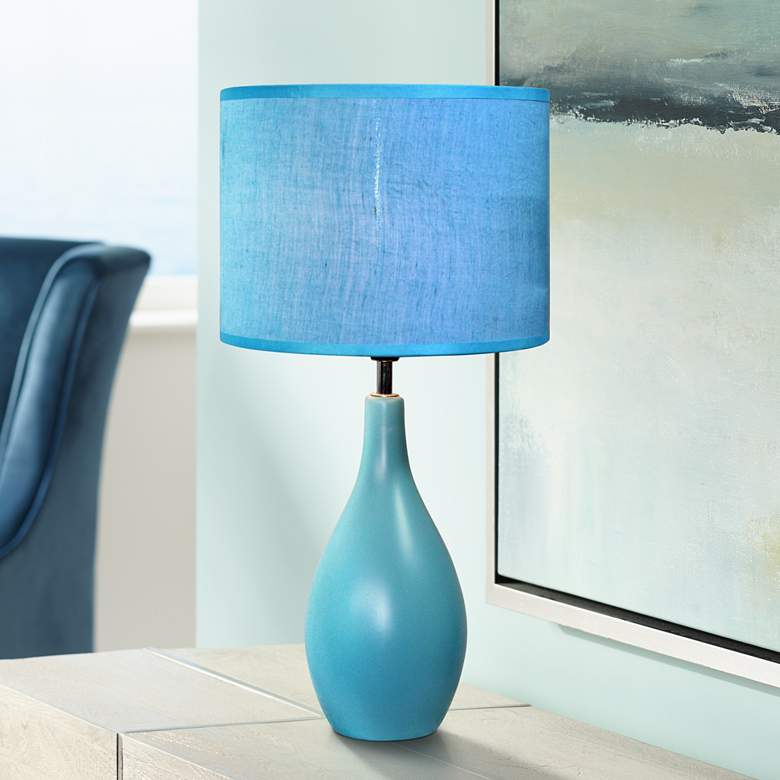 Image 1 All the Rages Loma 19 inch High Modern Blue Ceramic Accent Table Lamp