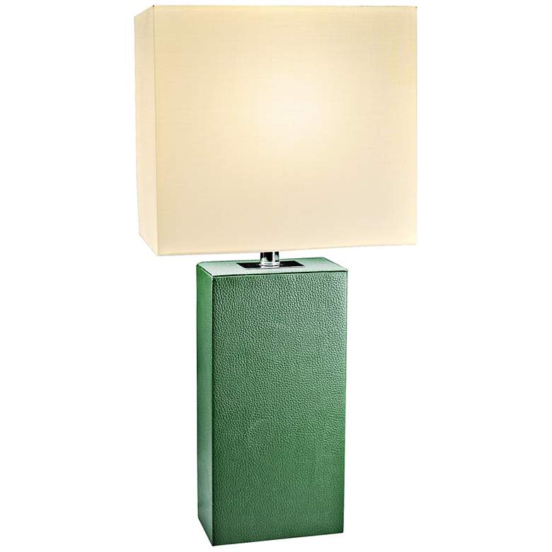 Image 1 All the Rages Lowden 21" High Green Leather Wrapped Table Lamp