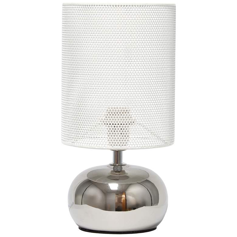 Image 1 All The Rages Mesh Around 10" High Chrome Ceramic Mini Table Lamp