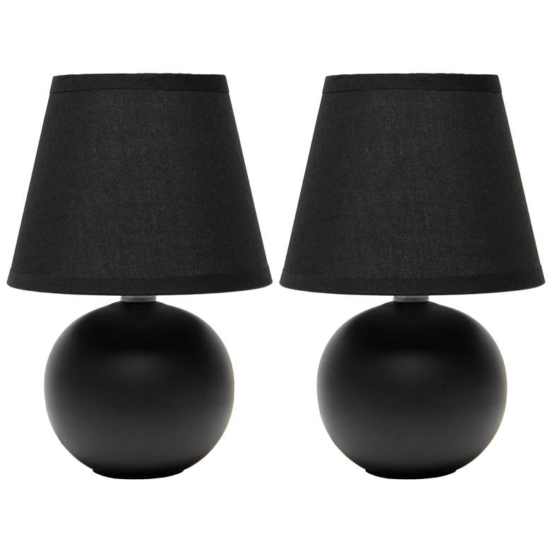 Image 1 All The Rages Nauru 8 3/4" Black Ceramic Orb Table Lamps Set of 2