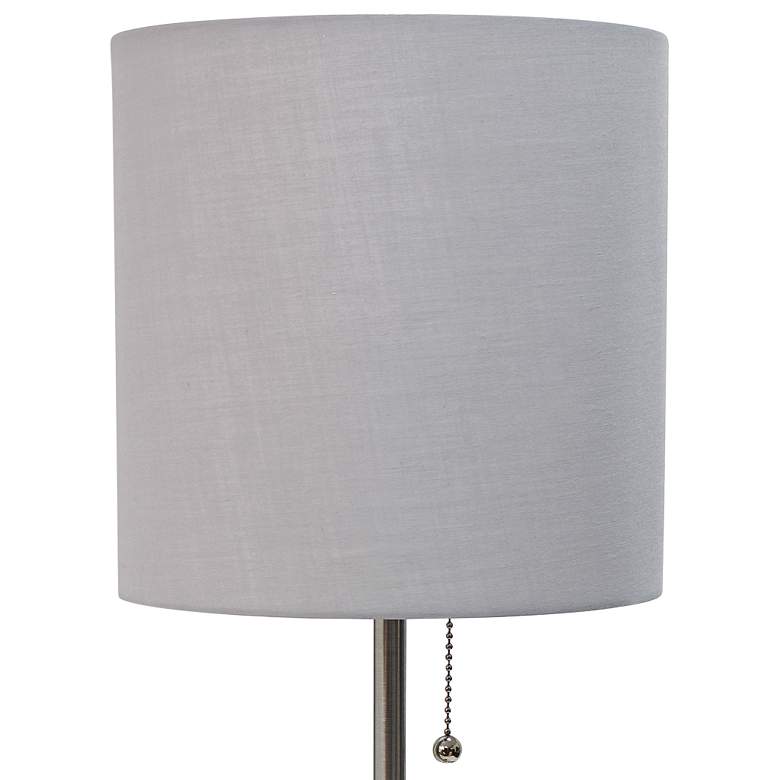 Image 3 All The Rages Oslo 19 1/2" Gray Shade Steel Lamp with Power Outlet more views