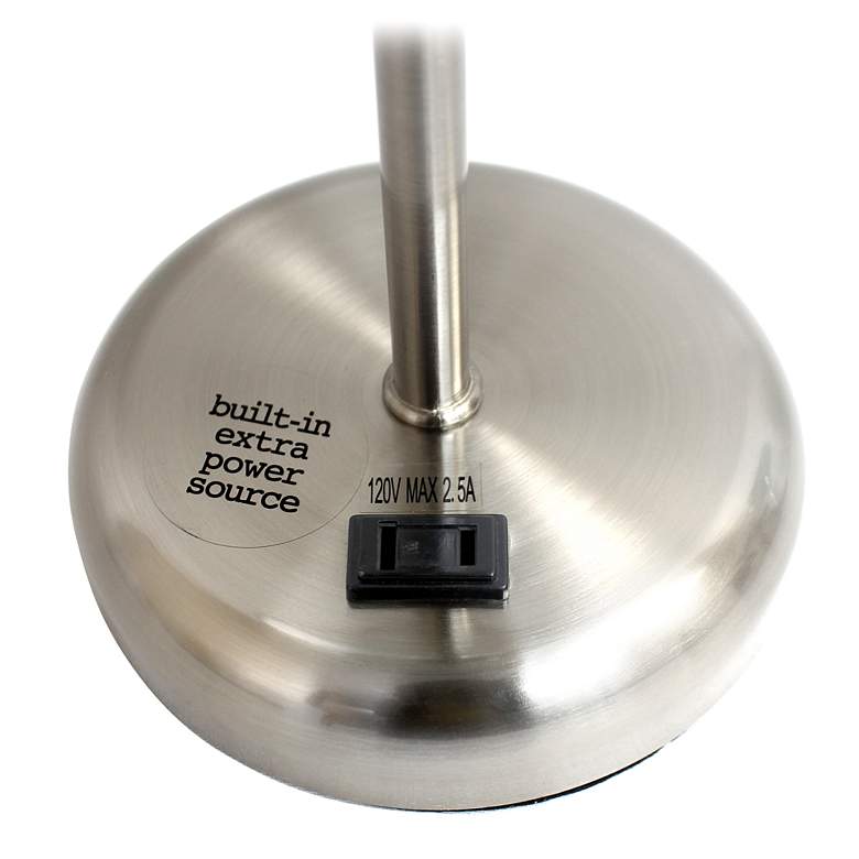 Image 6 All The Rages Oslo 19 1/2" Gray Shade Steel Lamp with Power Outlet more views