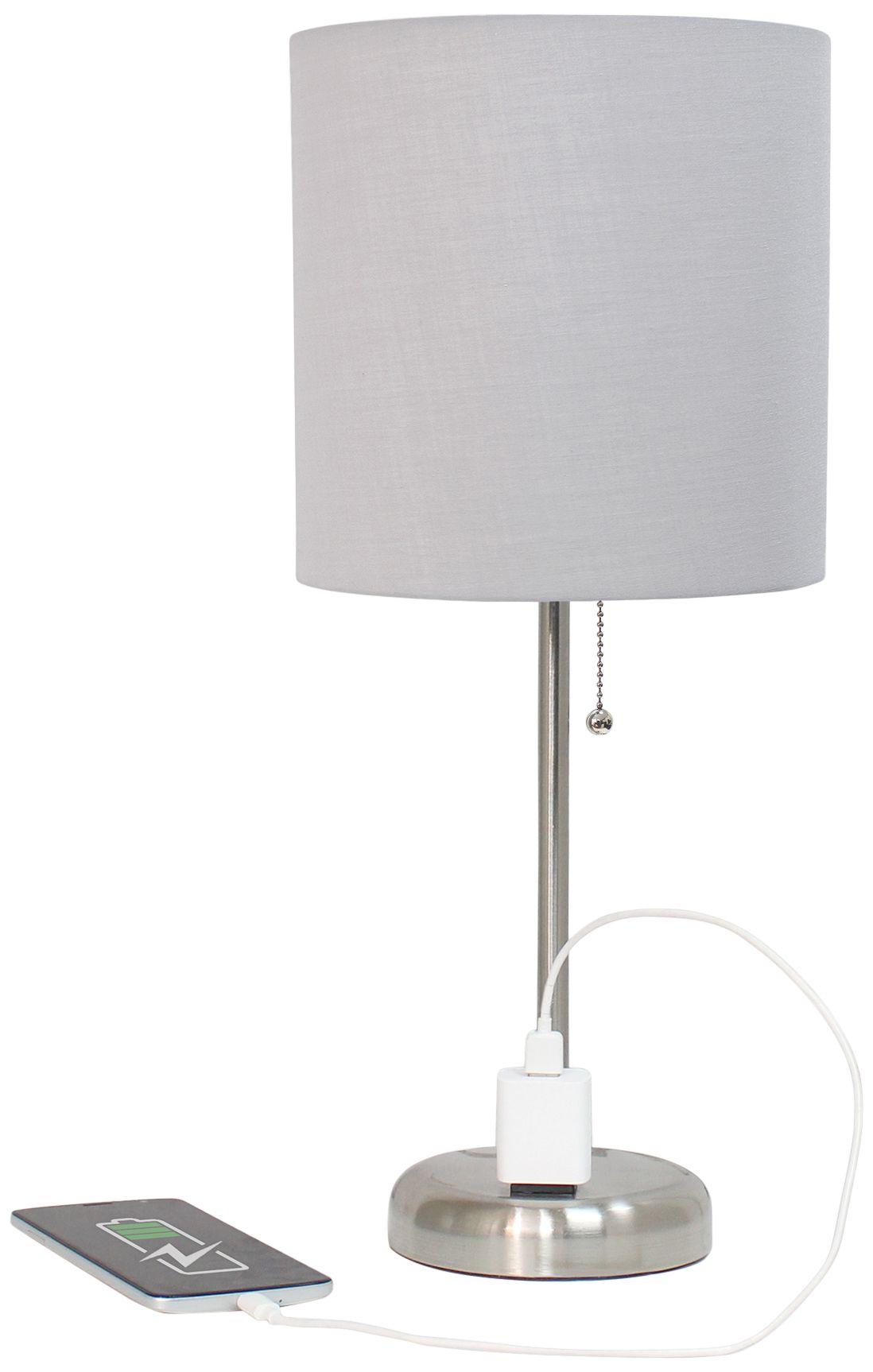 All The Rages Oslo 19 1/2" Gray Shade Steel Lamp with Power Outlet