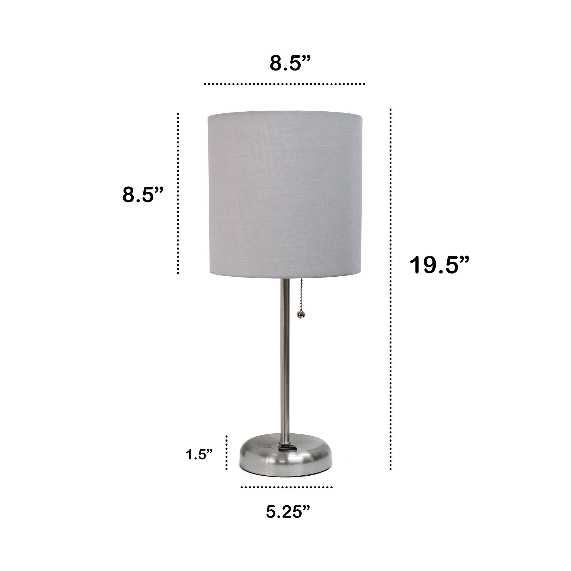 All The Rages Oslo 19 1/2" Gray Shade Steel Lamp with Power Outlet